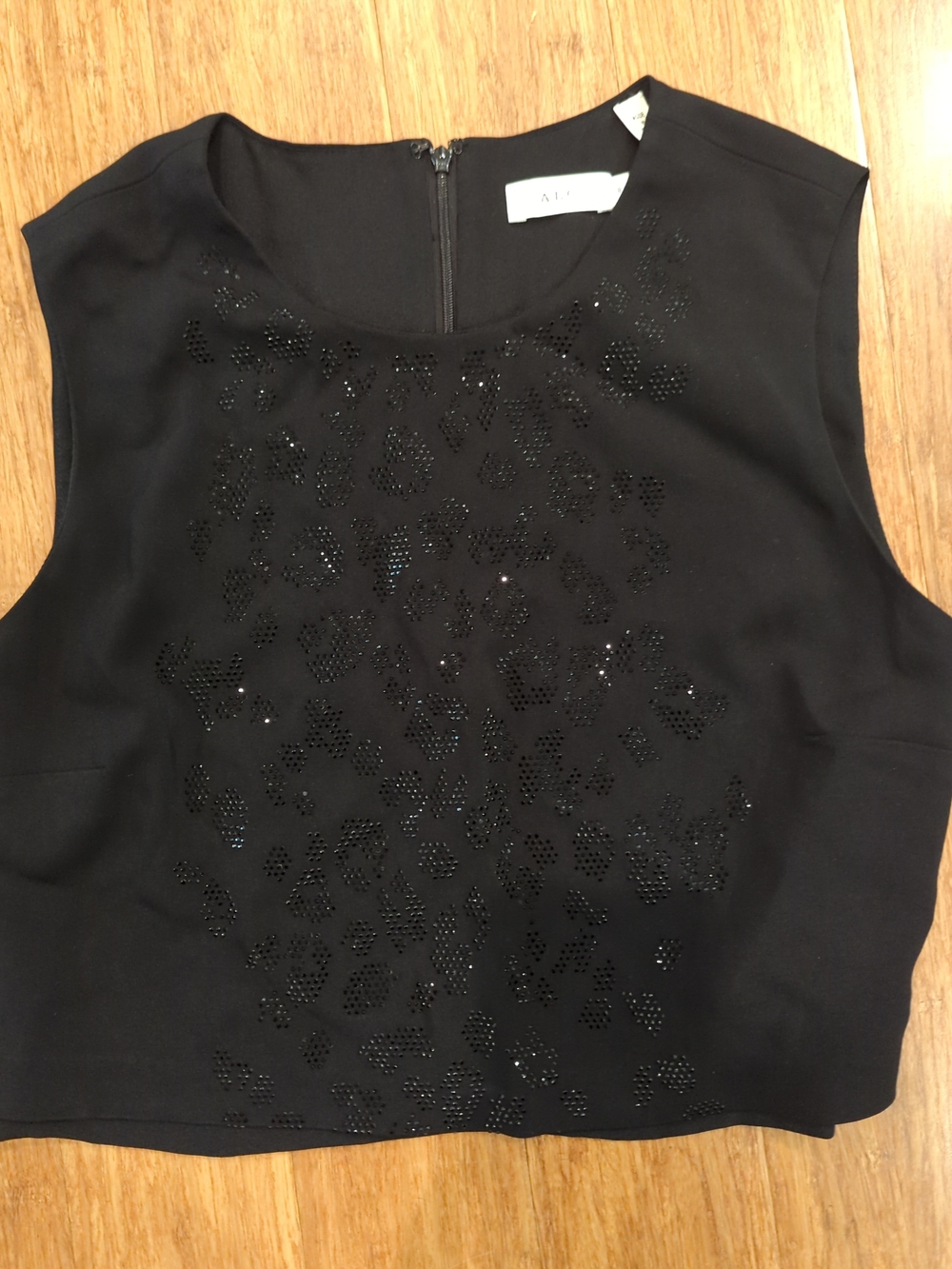 A.L.C. Size 8.Studded Embellished Silk Crop Top Black